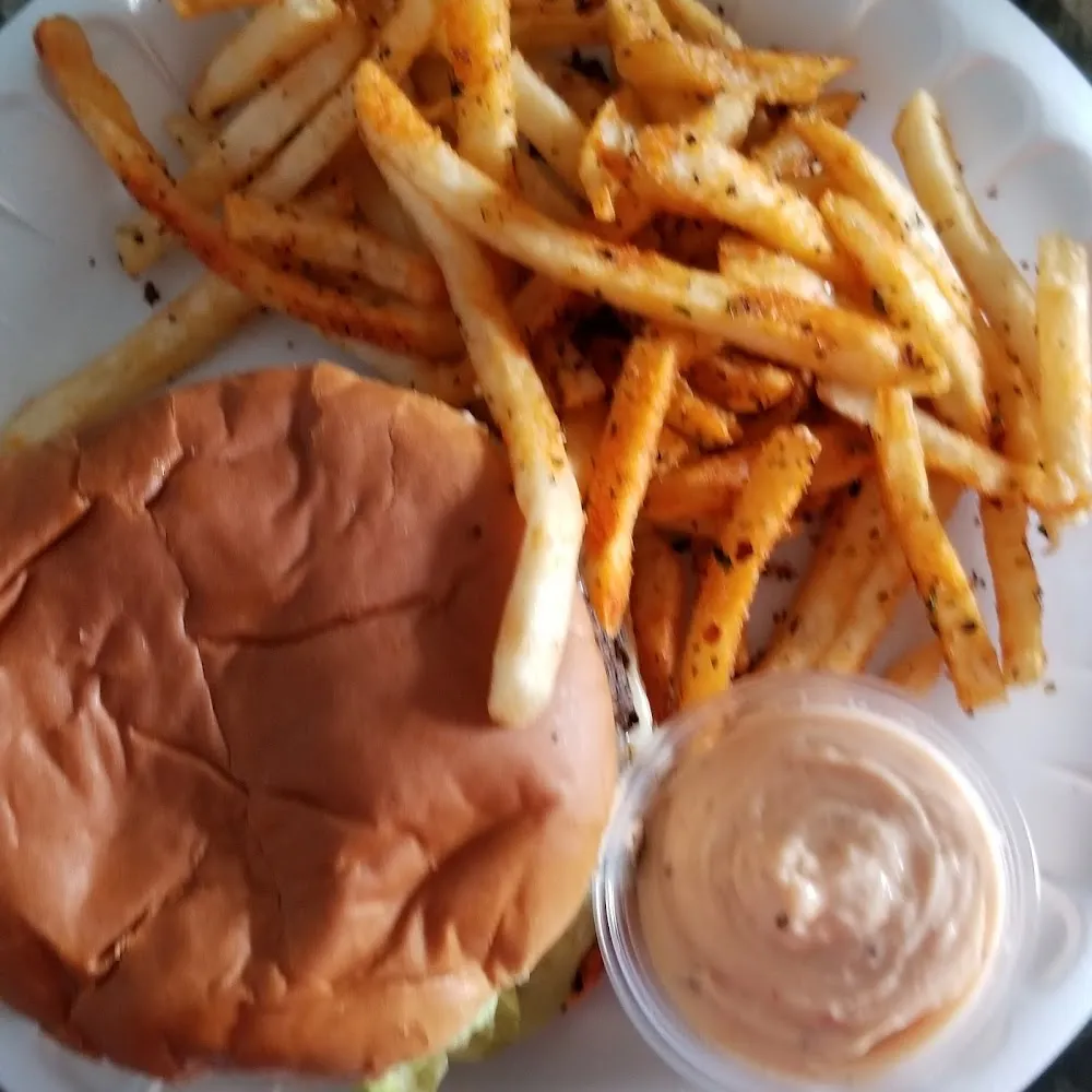 Dressed Ollie Burger w Xtra Sauce Fries w Xtra Seasoning Cup of Ollie Sauce